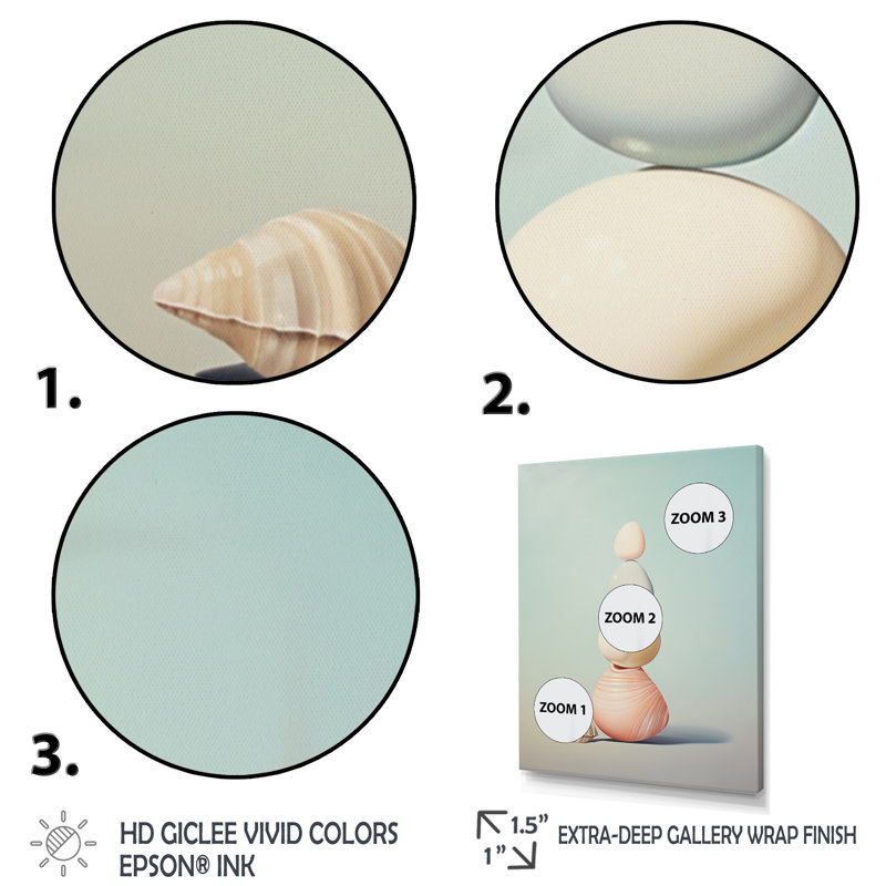 Impression sur toile Lashonn Seashell, H 32 po x l 16 po x P 1 po, Cadre naturel flottant