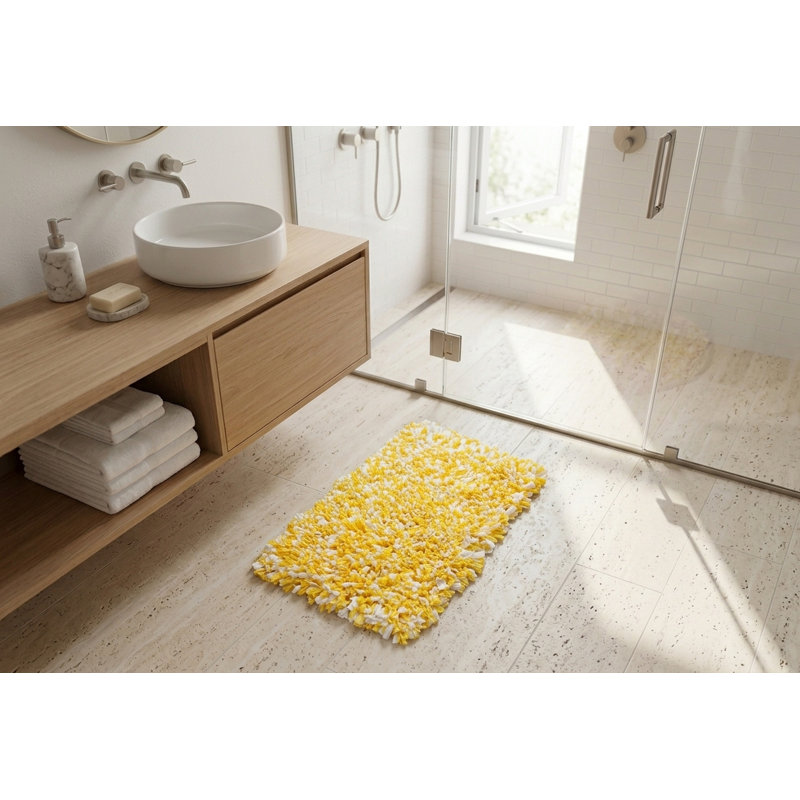 Otavio Cotton Blend Non-Slip Bath Rug, Yellow