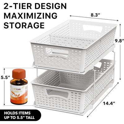 Lot de 2 organisateurs de casseroles et poêles à placer sous un meuble, 22 pouces, organisateurs de couvercles extensibles pour contenants alimentaires