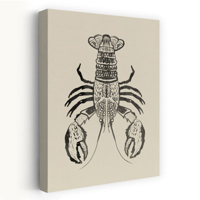 «Rustic Lobster», impression d'art minimaliste rustique sur un océan de homard rétro