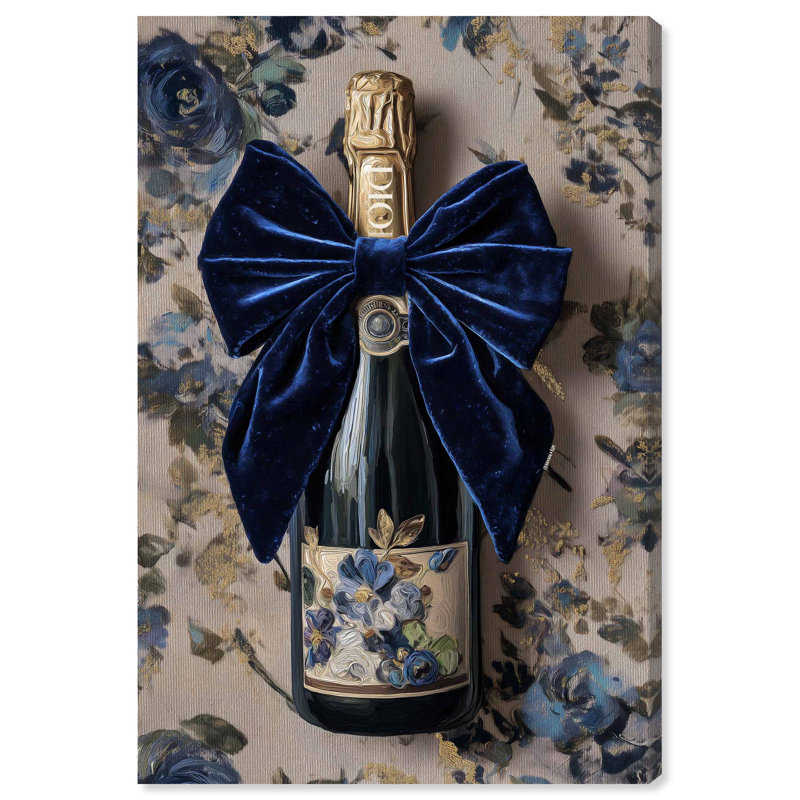 «Blue Velvet Champagne Glam», reproduction d'art sur toile par Art Remedy, H 45 po x l 30 po, Toile tendue avec châssis