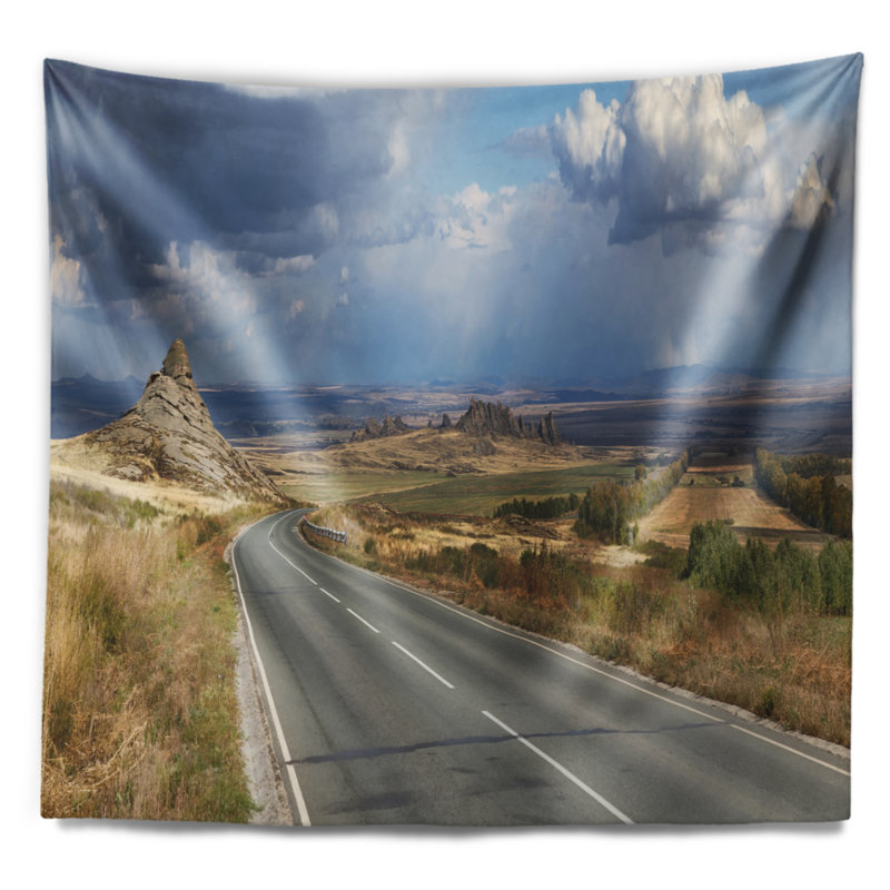 Tapisserie panorama en polyester à l’intérieur de l’est du kazakhstan avec accessoires suspendus inclus, H 32 po x l 39 po