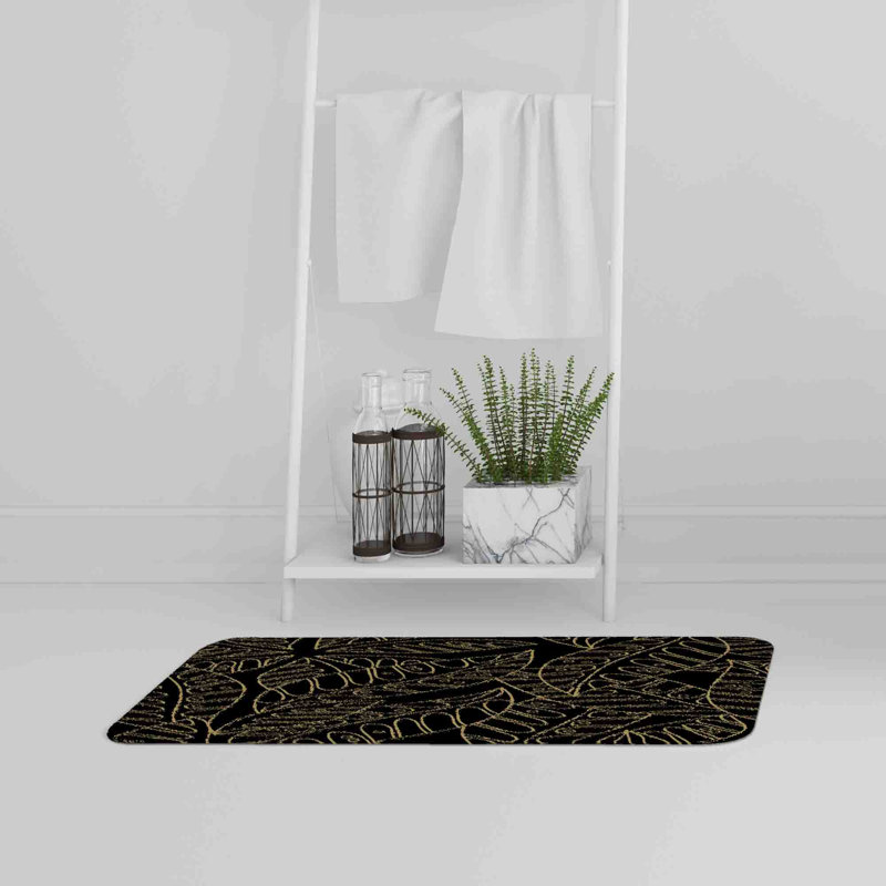 Cordella Non-Slip Bath Rug, Black Floral
