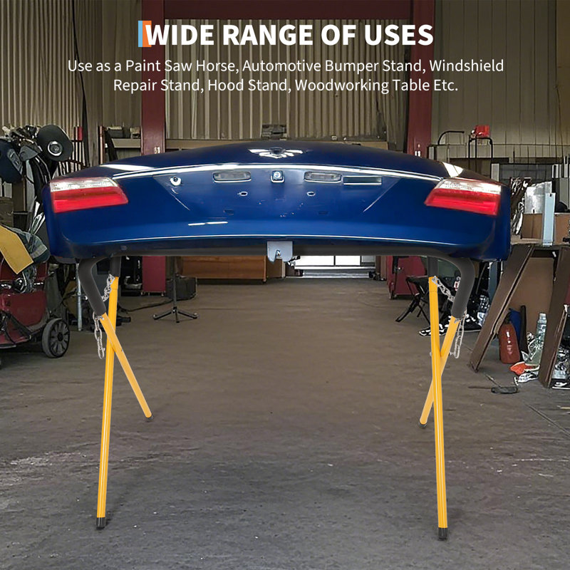 Heavy-Duty Folding Work Stand - 500 lbs Capacity Portable Workbench for Garage, Workshop, Auto Body Repair - Ideal for Bumpers, Fenders, Doors, Hoods - Yellow, 500 lbs