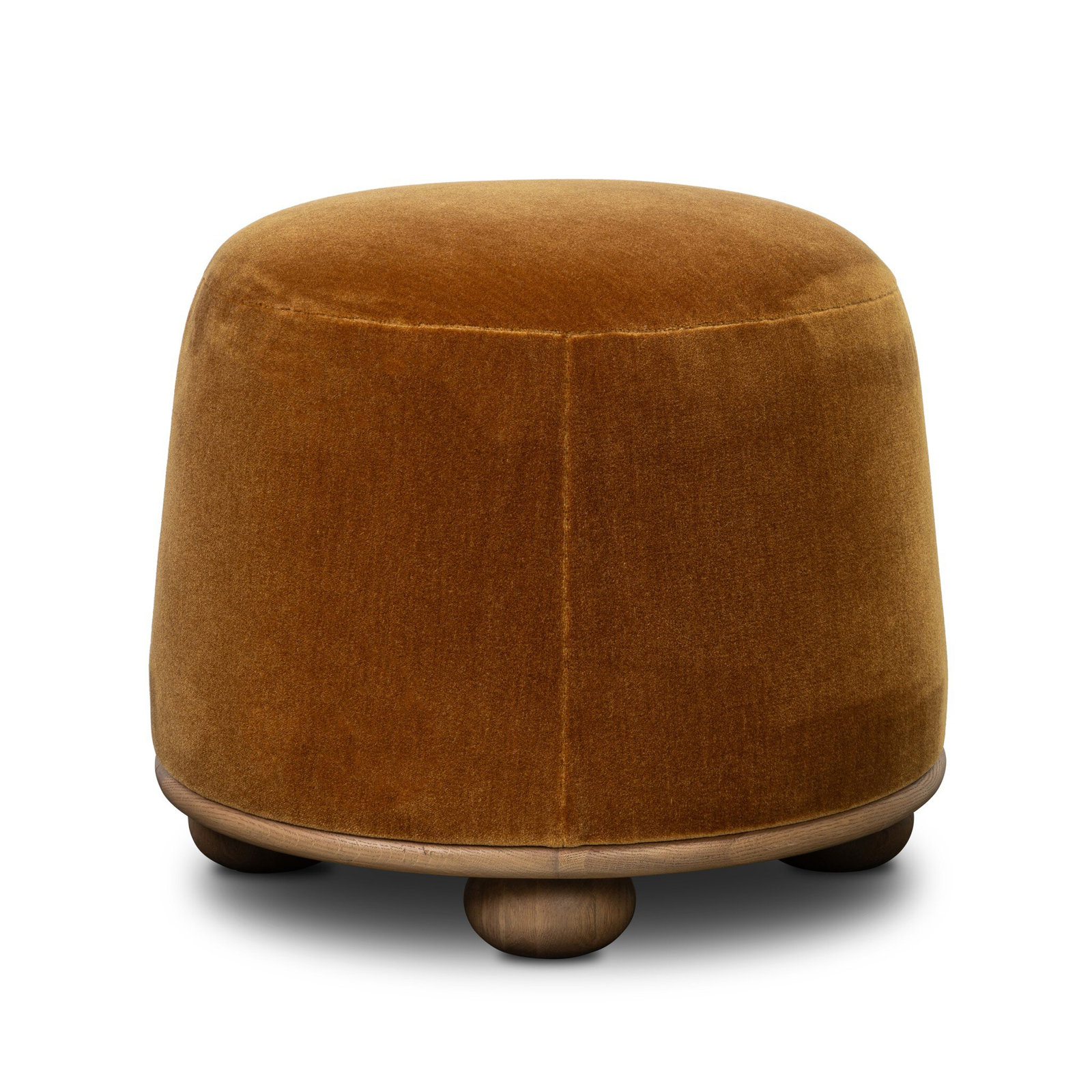 Caraway Upholstered Ottoman, Monte Tobacco Mohair Velvet
