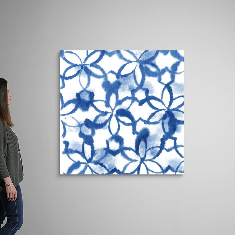 «Indigo Floral» par Aimee Wilson, reproduction sur toile, H 48 po x l 48 po x P 1,25 po, Toile tendue