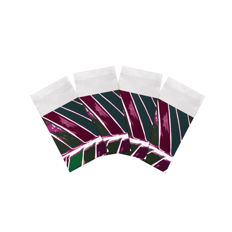 Tropical Leaf Cotton Sateen Dinner Napkins, Magenta