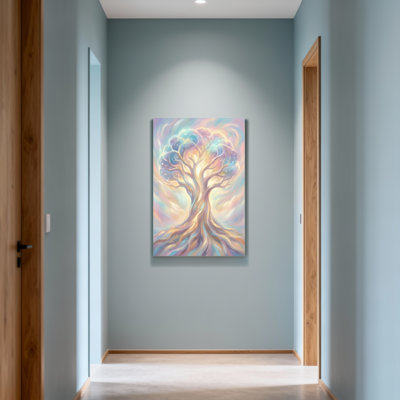 Abstract Dreamy Tree With Cosmic Leaves And Roots
