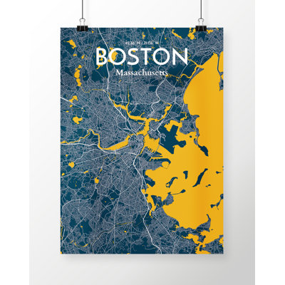 « boston city map », reproduction d’impression sur affiche