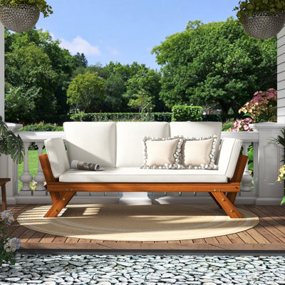 OUTDOOR ADJUSTABLE PATIO WOODEN DAYBED SOFA