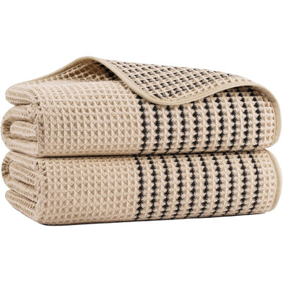 Paquet de 2 serviettes de bain en microfibre à tissage gaufré 30 x 60 pouces certifiées OEKO-TEX
