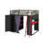 Full Size Wood Loft Bed With,Wardrobe,Shelves,Blackout Curtains,And RGB Lights-1874124145