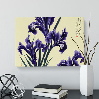 Japanese Iris Flowers - Wrapped Canvas