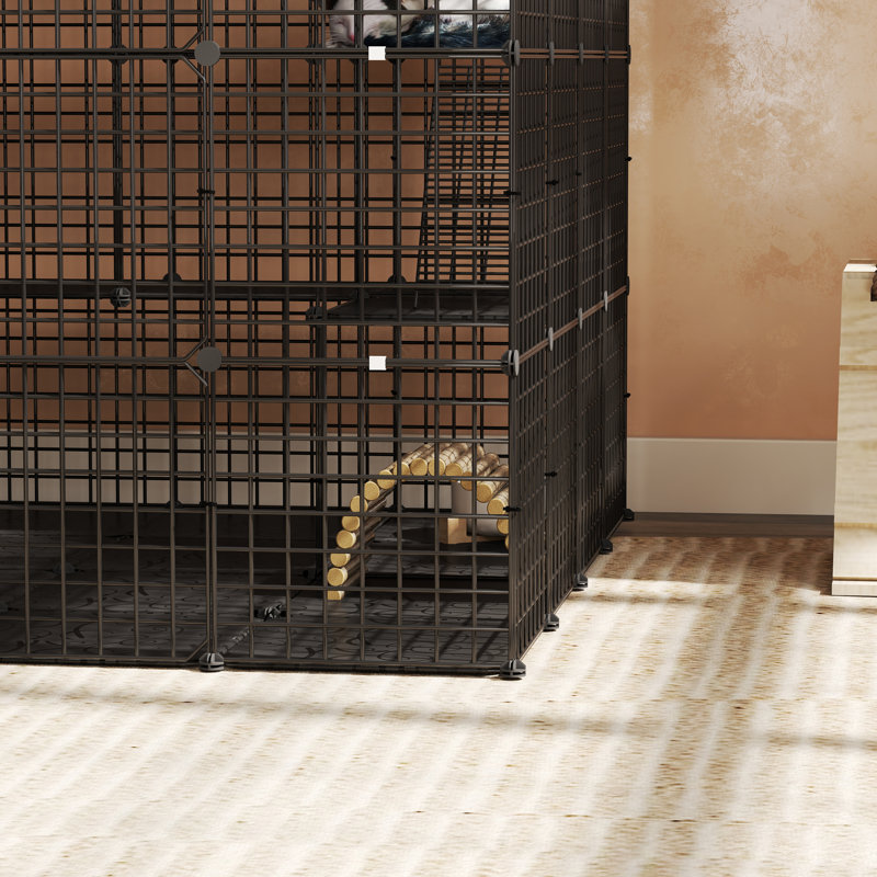Balconera Cat Cage Indoor Large With Storage Cube DIY Outdoor Catio Cat Enclosures Metal Cat Playpen With Hammock Platforms