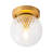 1-Light Brushed Brass Semi-Flush Mount Ceiling Light for Hallway