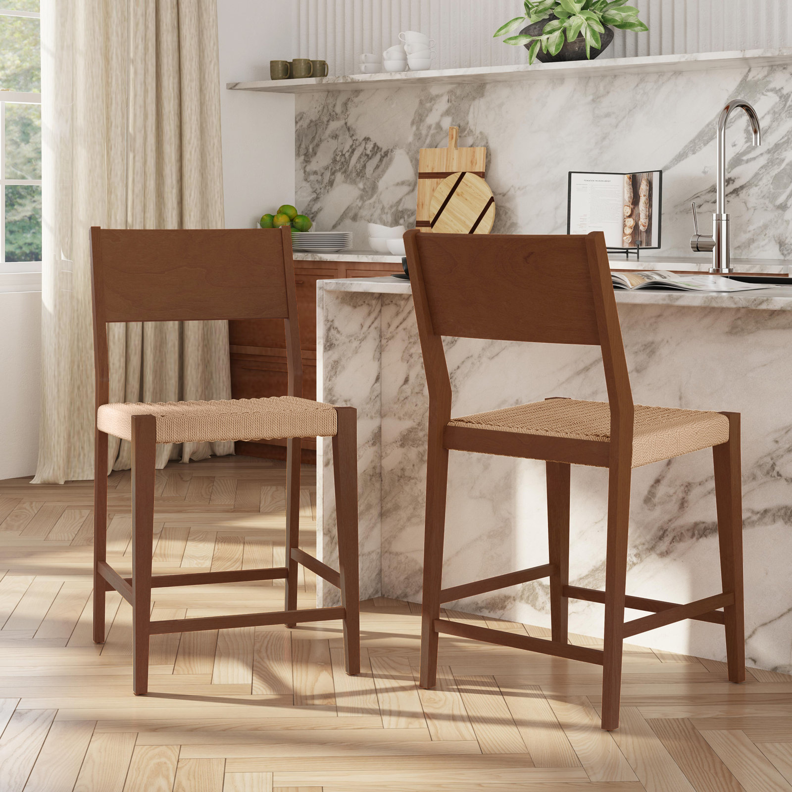 Corrine Bar and Counter Stool, Counter stool (24" Seat Height), Brown