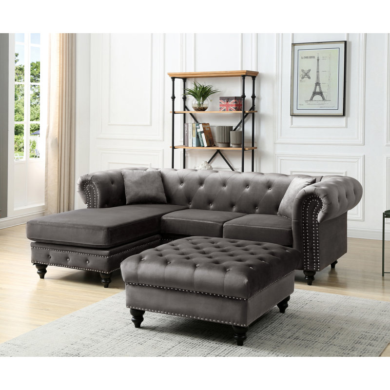 Mobilier avec méridienne, canapé rembourré, Dark Gray