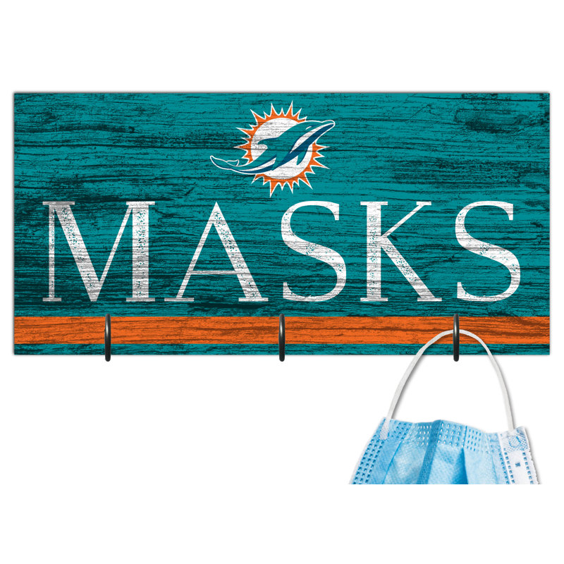 3 - Hook Wall Mounted Coat Rack, Miami Dolphins