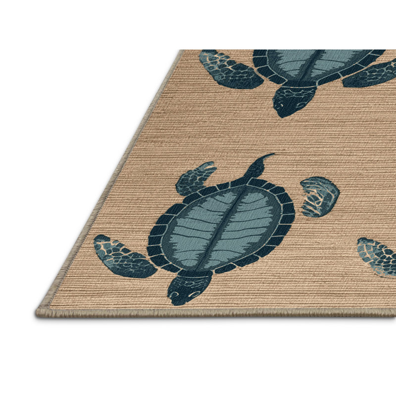 Washable Sea turtles Nautical Area Rug, Runner 2' x 5'