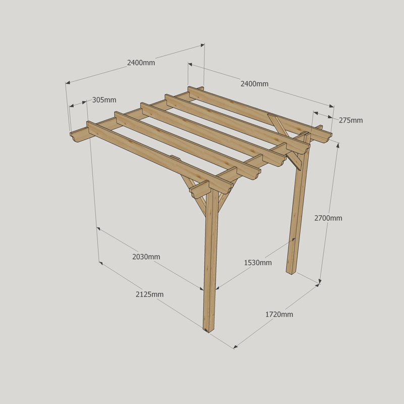 Pollitt Solid Wood Pergola, Light Green, 277cm H x 240cm W x 240cm D