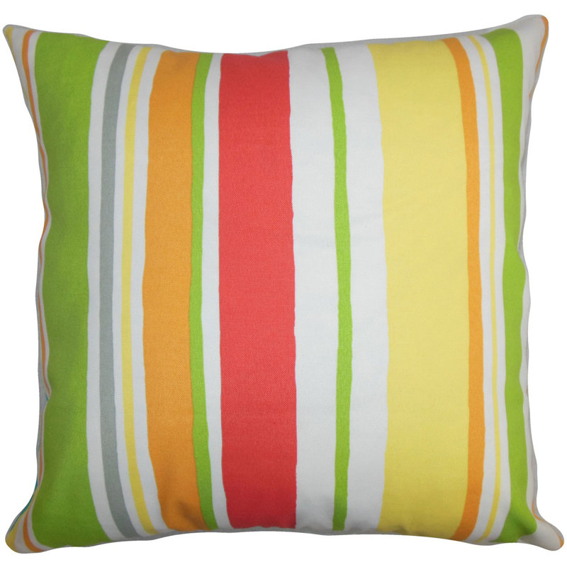 Housse et insert de coussin décoratif à rayures Ibbie, Coquelicot, 24 po x 24 po