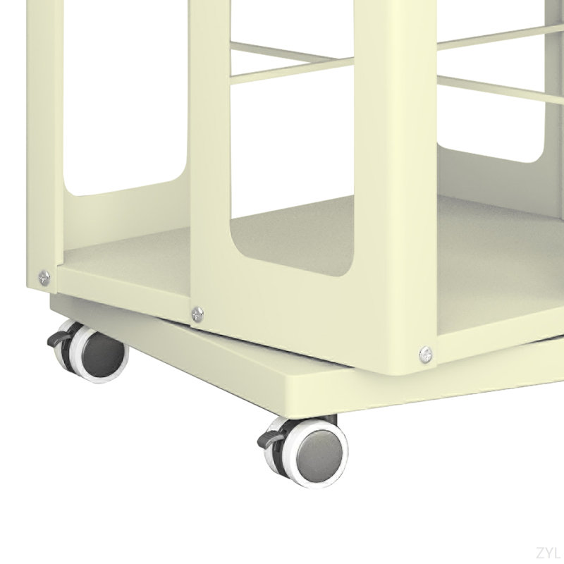 4-Tier All-Steel Rotating Bookshelf With 360° Wheels, Large Size Sturdy & Spacious Book Rack, New Style Yellow Bookshelf,Easy Assembly