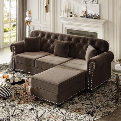 Canapé capitonné en velours 82,6 po Chesterfield