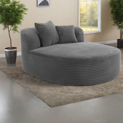 Méridienne spacieuse moderne en velours côtelé gris pour un usage domestique