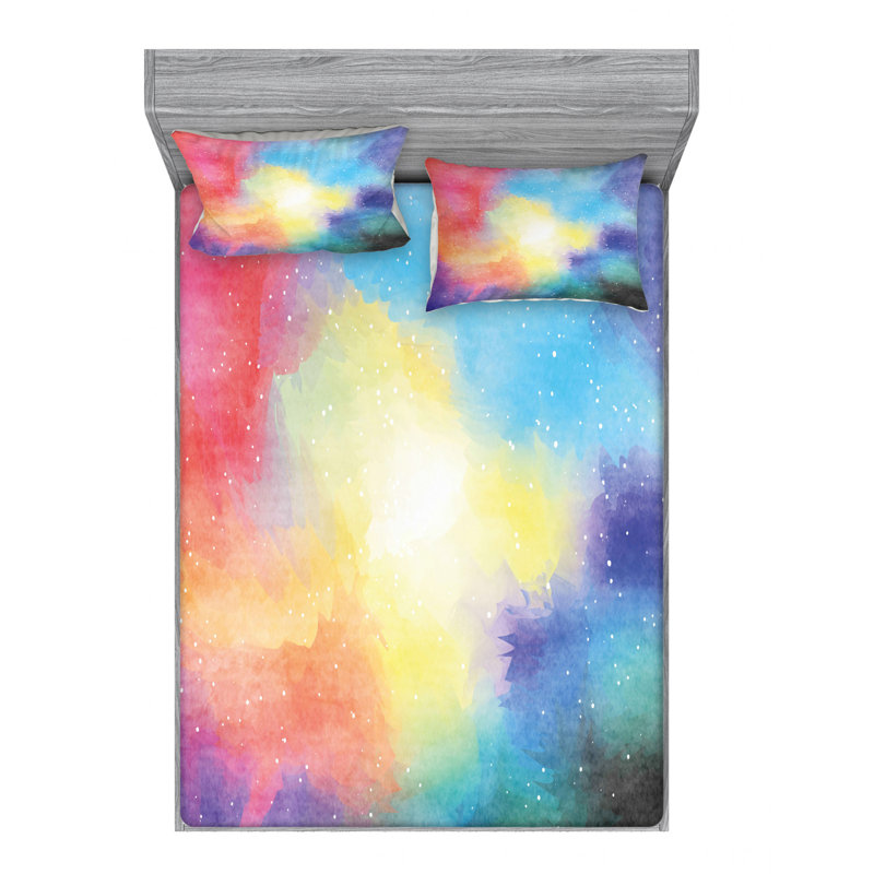 Microfiber Abstract Sheet Set, Full/Double Sheet Set with Fitted Sheet