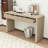 Rustic Minimalist Wooden Console Table with Storage Drawers, Adjustable Feet and Curved Edge Design-1260184990