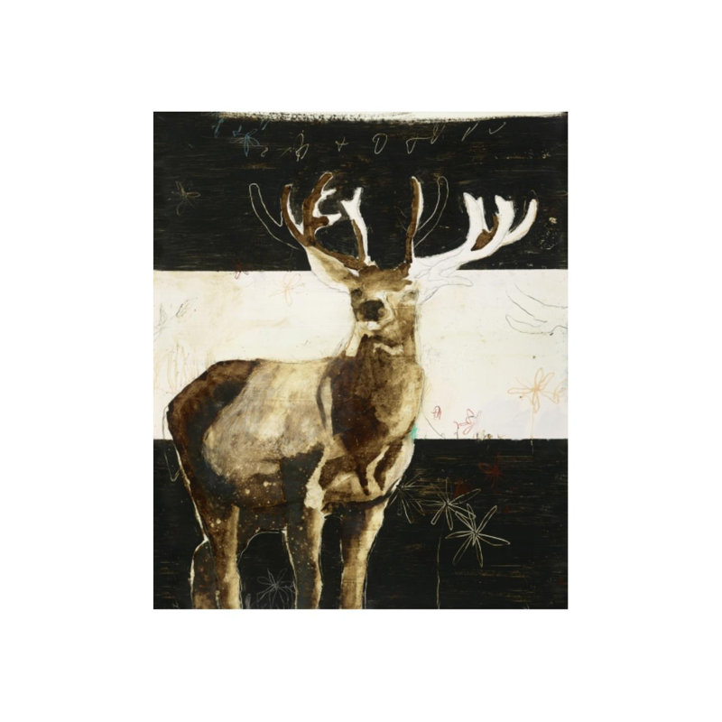 «Striped Buck» par Sarah Atkinson - peinture sur toile tendue, H 48 po x l 40 po x P 1,5 po, Gel brossé