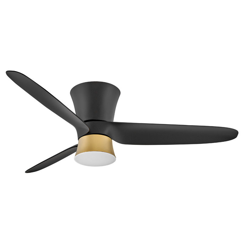 Ventilateur de plafond intelligent 52 po à 3 pales avec télécommande et éclairage inclus, Noir mat
