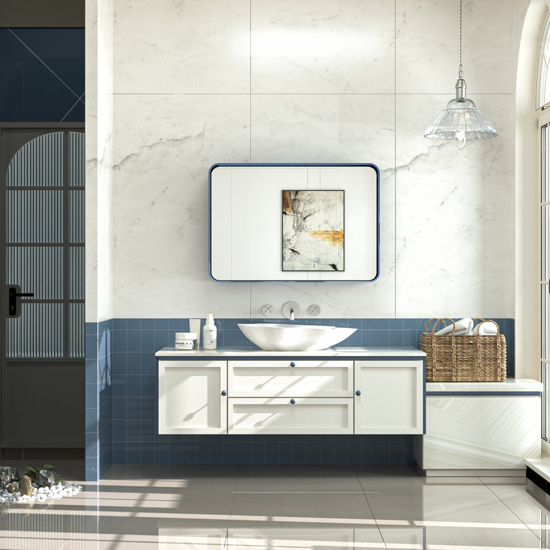 Miroir d'appoint Tyro, 24 po x 16 po, Bleu, Rectangulaire
