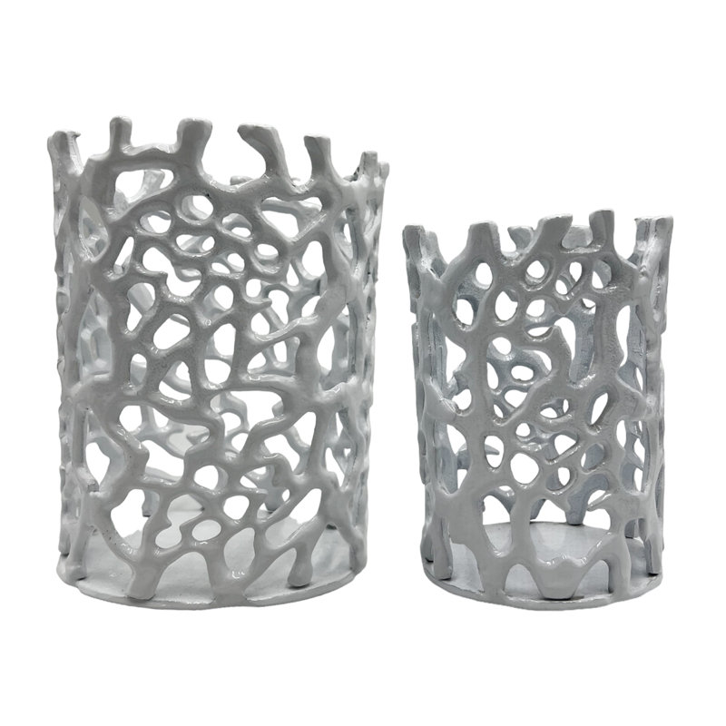 Porte-votive de table en aluminium H 8,5 po, Blanc