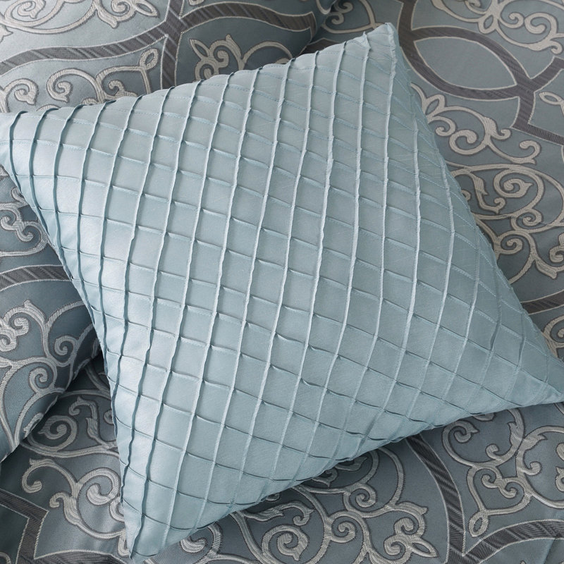 Édredon pour très grand lit avec draps bleus - Ensemble de draps et décorations de luxe 12 pièces