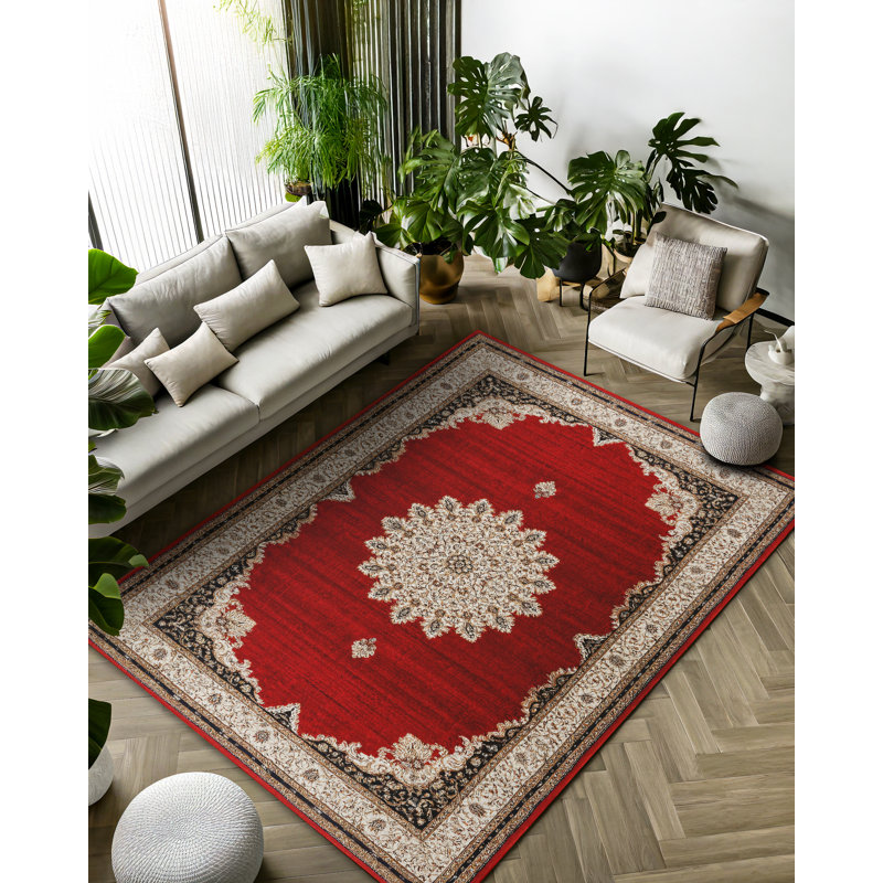 Anatolia Collection Digital Print Cotton-Polyester Red Moroccan Rug, Runner 2'8" x 16'5"