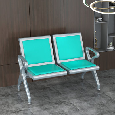 Kinfant 2-Seat Waiting Room Bench - PU Leather Waiting Room Chairs with Arms Airport Reception Bench, Lobby Bench Seating Office Bench Waiting Area Chairs for Airport Business Hospital Market