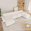 Causeuse, canapé-lit avec 2 repose-pieds mobiles, canapé modulaire en chenille avec coussins amovibles et superposés, canapés-1127807598