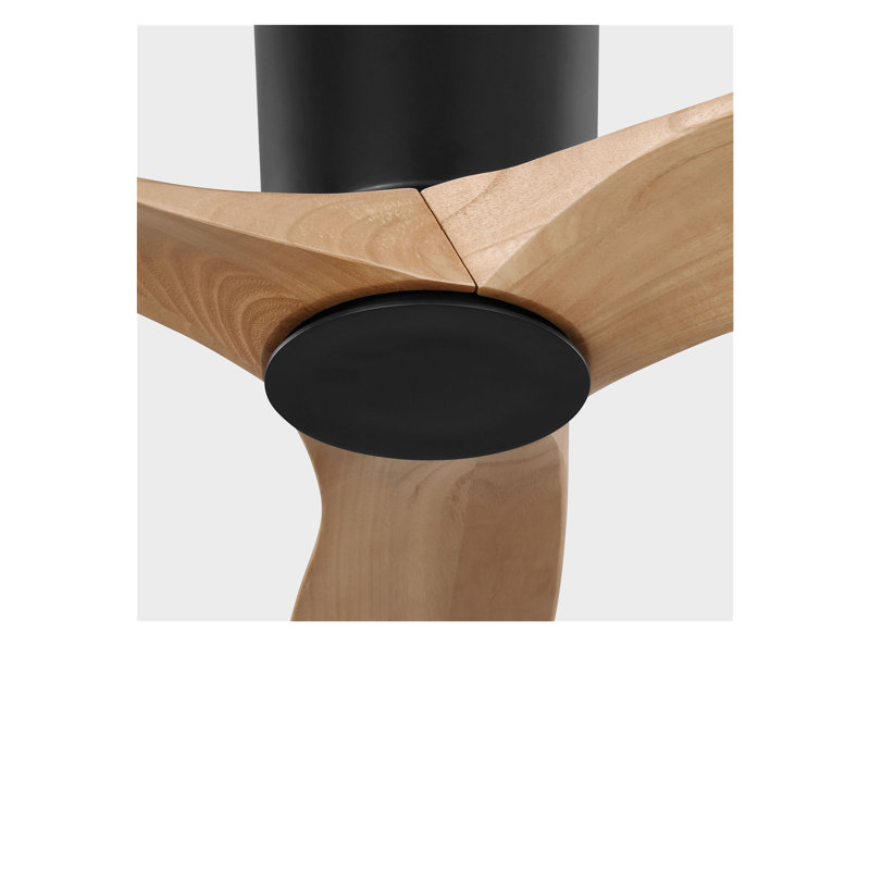 Seyra Smart Hugger LED Ceiling Fan, Natural Honey, Midnight Black, 52" Wide