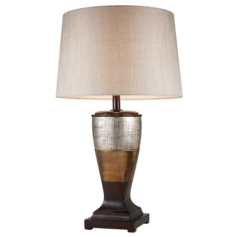 Lampe de table à rayures larges exotique brune et dorée
