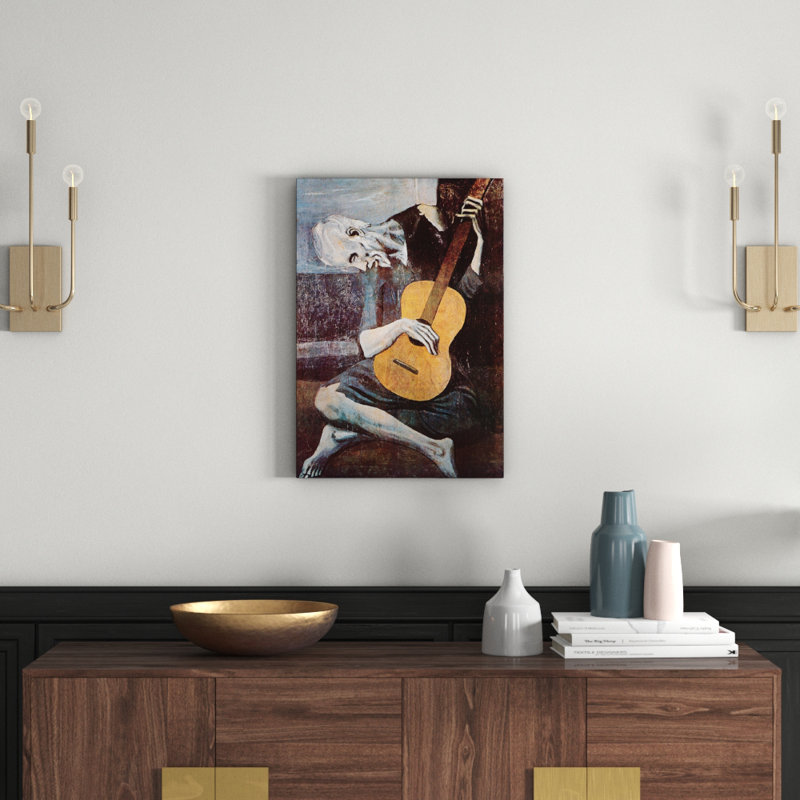 The Old Guitarist by Pablo Picasso - Painting on Canvas, No Frame, 152.5 cm H x 101.5 cm W x 3.175 cm D