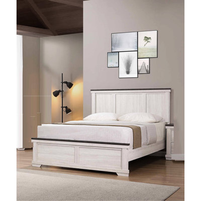 Rustic Bedroom Furniture: Antique White & Brown Full Size Panel Bed Style In For A Cozy