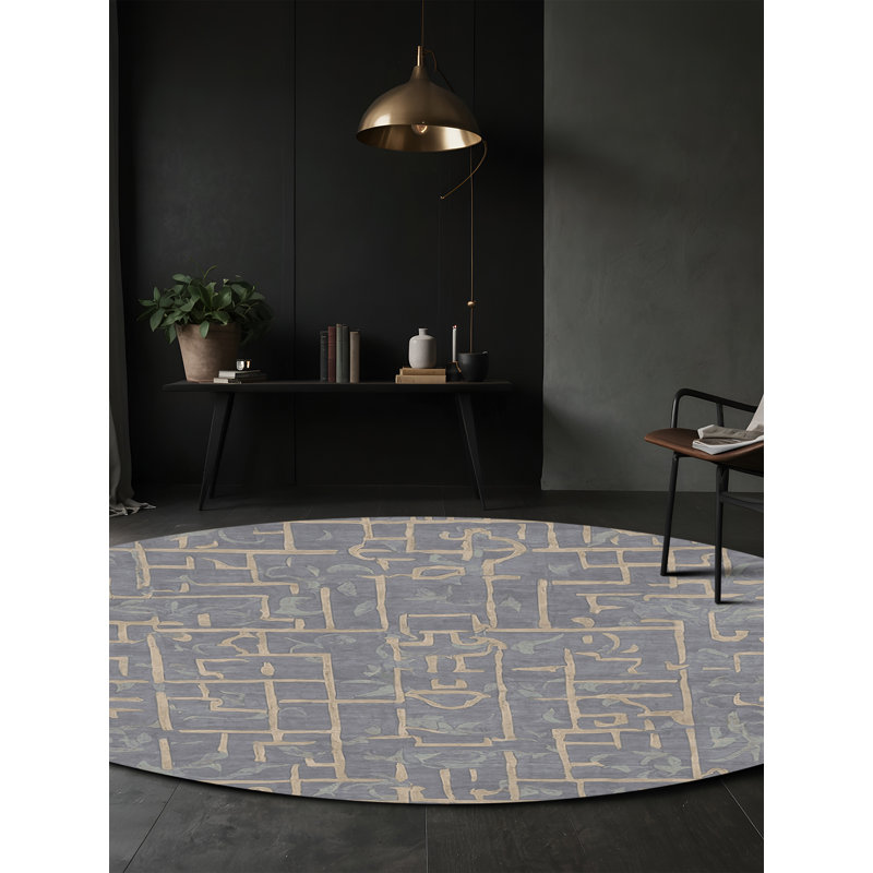 Machine Washable Gray Area Rug, Round 8'