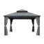 Pavillon de jardin permanent en aluminium avec toit double en acier galvanisé à toit rigide de 13 pi x 13 pi pourpre pour terrasse et jardin, rideaux et filet inclus, gris-95418146