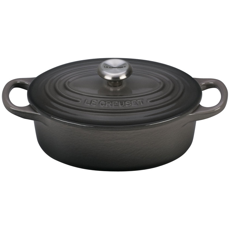 Le Creuset Enameled Cast Iron Oval Dutch Oven with Lid, Oyster/Silver, 8 quarts