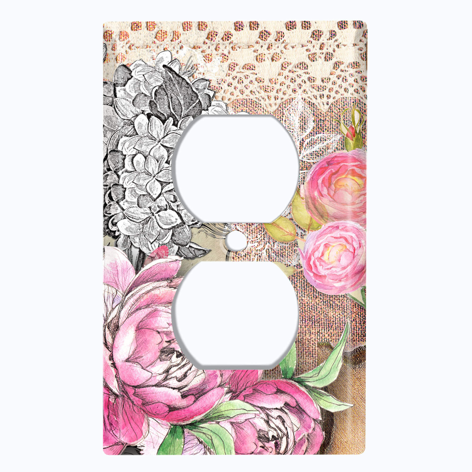 WorldAcc Vintage Damask Pink Rose Flower Retro Postal Card Beige 1-Gang ...