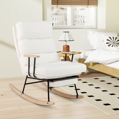1 PCS Nursery Rocking Chair with 5-level Adjustable Backrest & Retractable Footrest