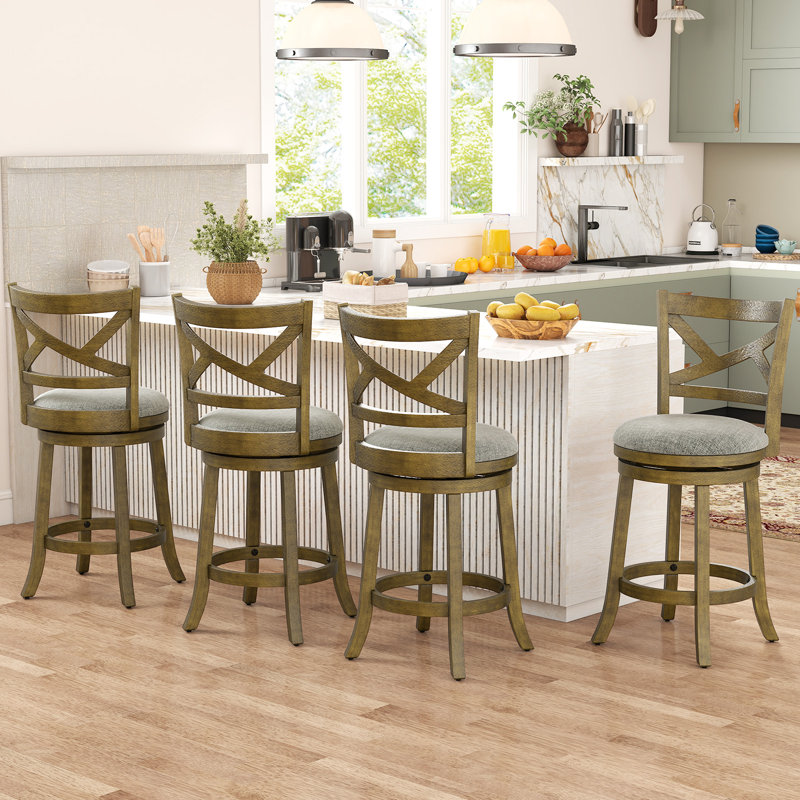 Tabourets de bar pivotants August Grove® gris, Tabouret de comptoir (siège d'une hauteur de 25 p, 4