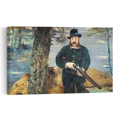 Pertuiset, Lion Hunter, 1881 Impressionist Abstract Contemporary Lion Portrait Wall Art Print by Edouard Manet - 1 Piece Wrapped Canvas Wall Art