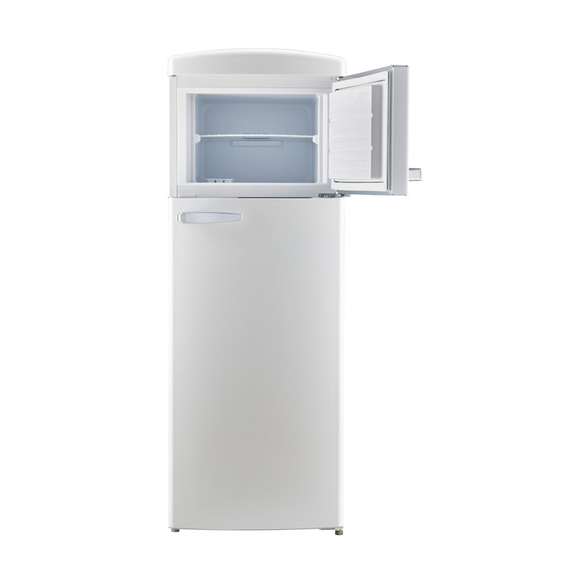 Classic Retro 7.5 Cu. Ft. Top Mount Refrigerator In Marshmallow White, White